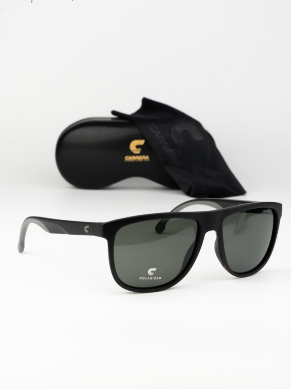 Carrera Women Sunglasses Black Green Polarized Square CARRERA 8059/S 0003 UC NEW